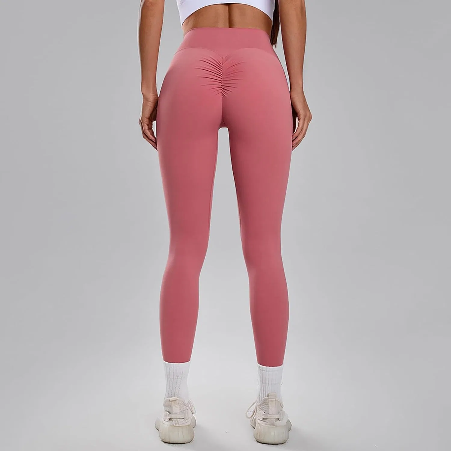 Женские леггинсы для фитнеса с высокой талией, Pink — фото 2