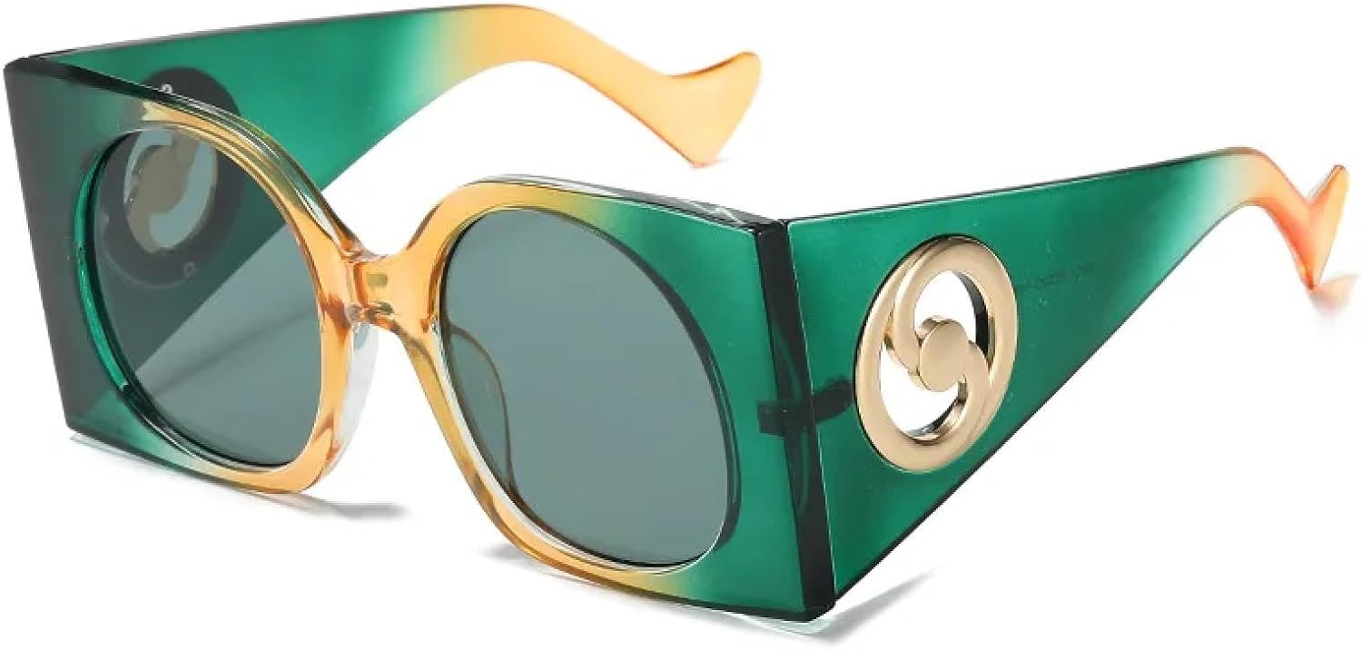 

Разноцветные солнцезащитные очки для мужчин, двухцветная оправа, дорожные солнцезащитные очки, женские солнцезащитные очки с защитой от УФ-излучения UV400 TKKTLLT, Green