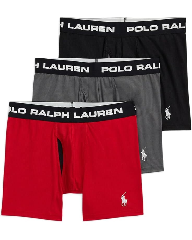 

Боксеры Polo Ralph Lauren 3-Pack Perfect Pouch Boxer Briefs, цвет Grey/Black/Red
