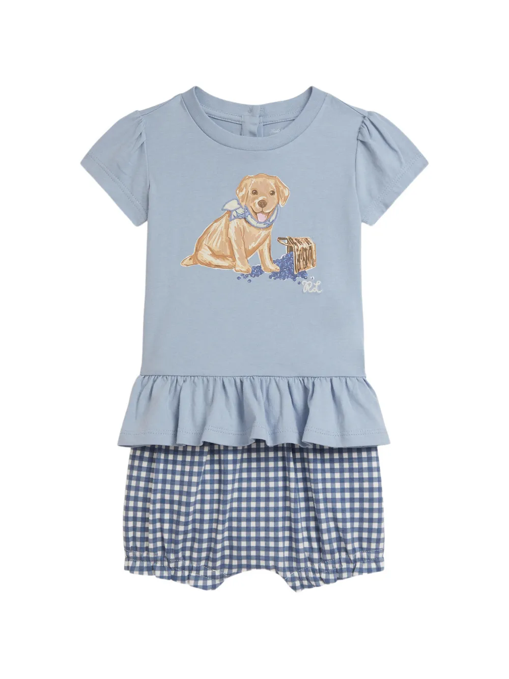 

Комплект из топа и шортов в клетку гингем Polo Ralph Lauren Kids, синий