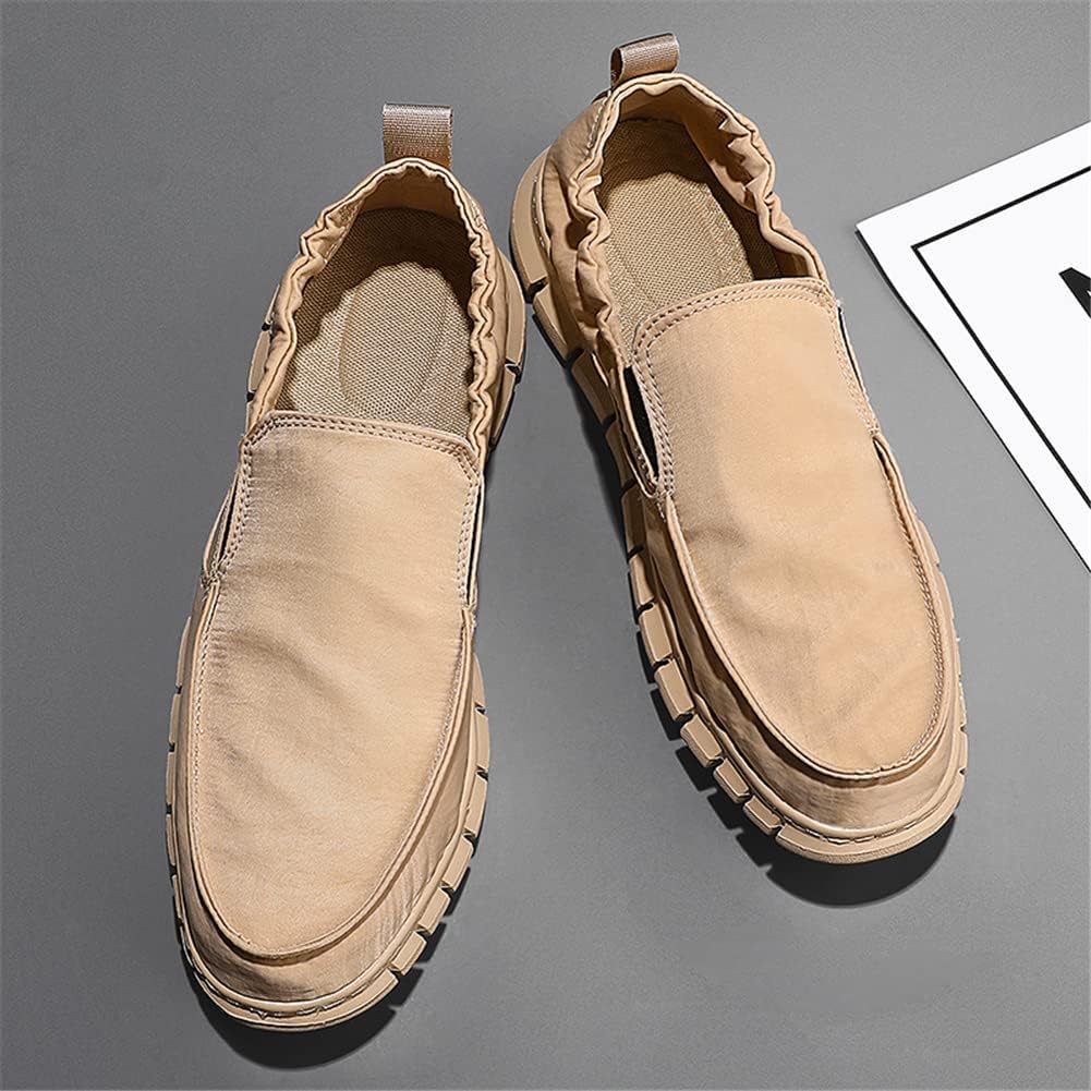 Мужские слипоны LLTMALL из ткани для вождения, повседневная обувь для прогулок, удобные мокасины, хаки — фото 3