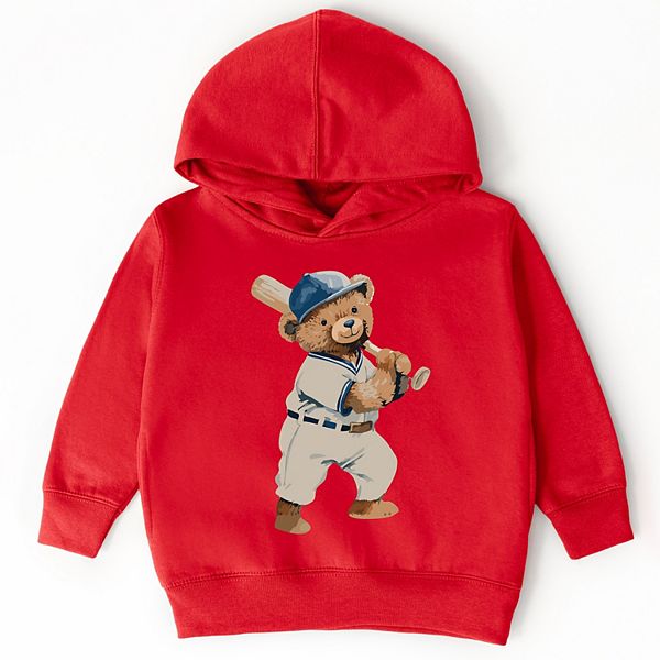 

Толстовка с капюшоном Watercolor baseball bear для малышей The Juniper Shop, Red