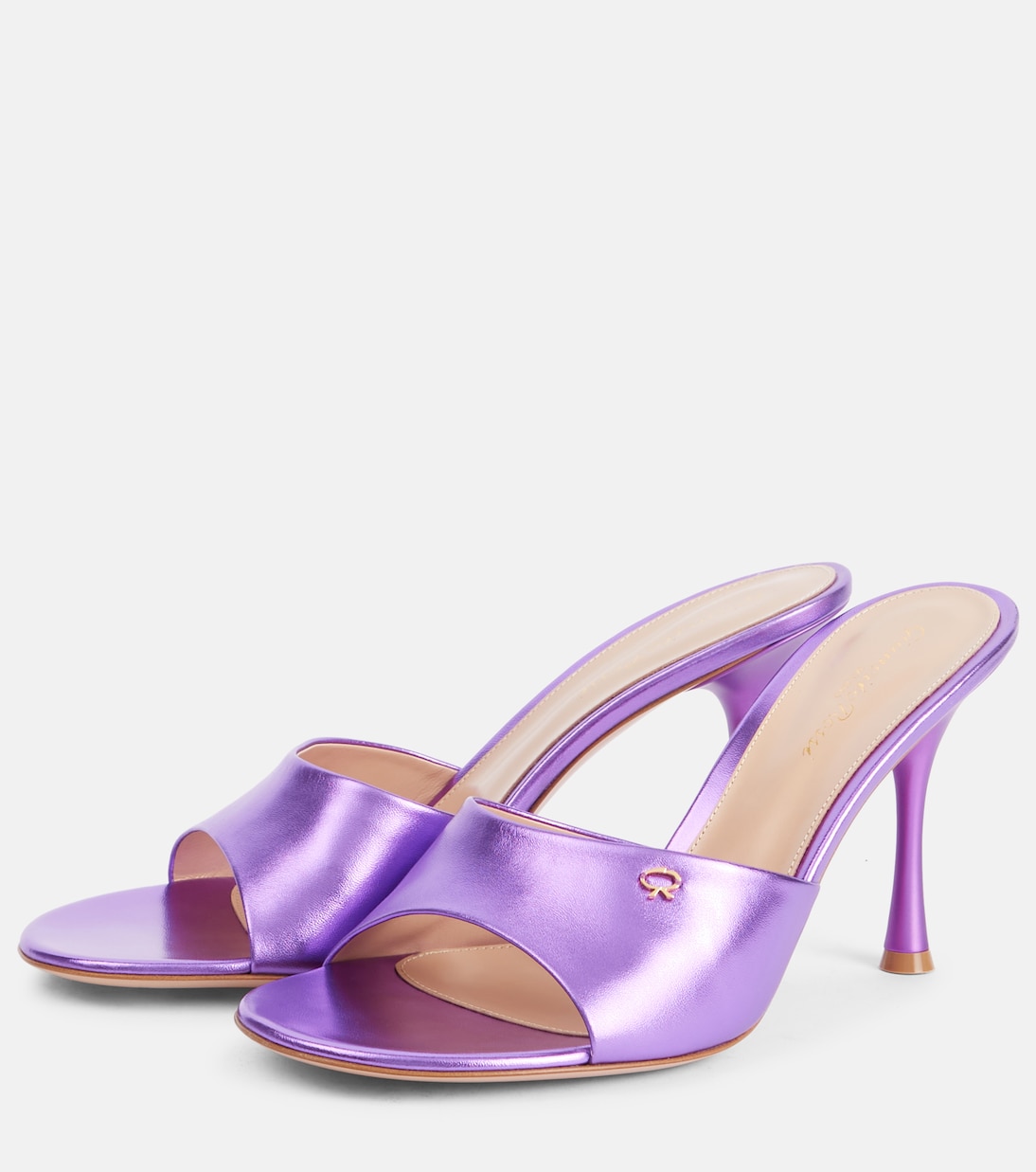 Мюли из металлизированной кожи с логотипом Gianvito Rossi, Orchid — фото 4