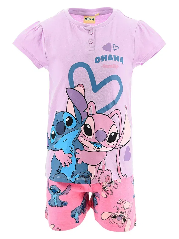 Пижама хлопковая Lilo & Stitch, лила/роза