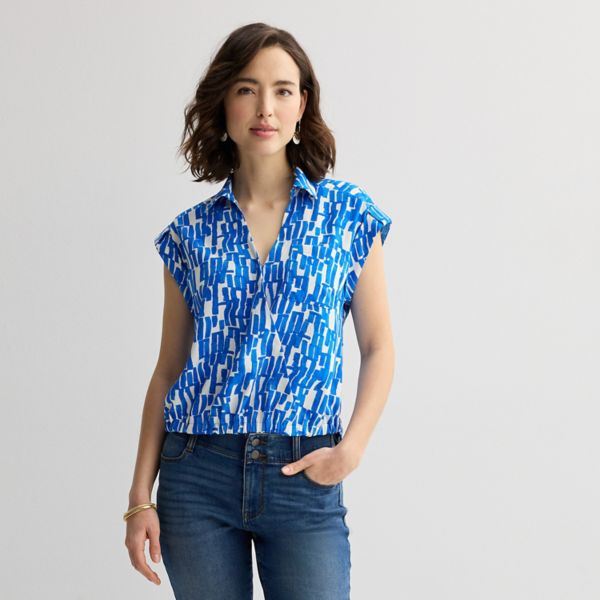 

Маленькая рубашка-долман с стихарем Nine West, цвет blue mid abstract