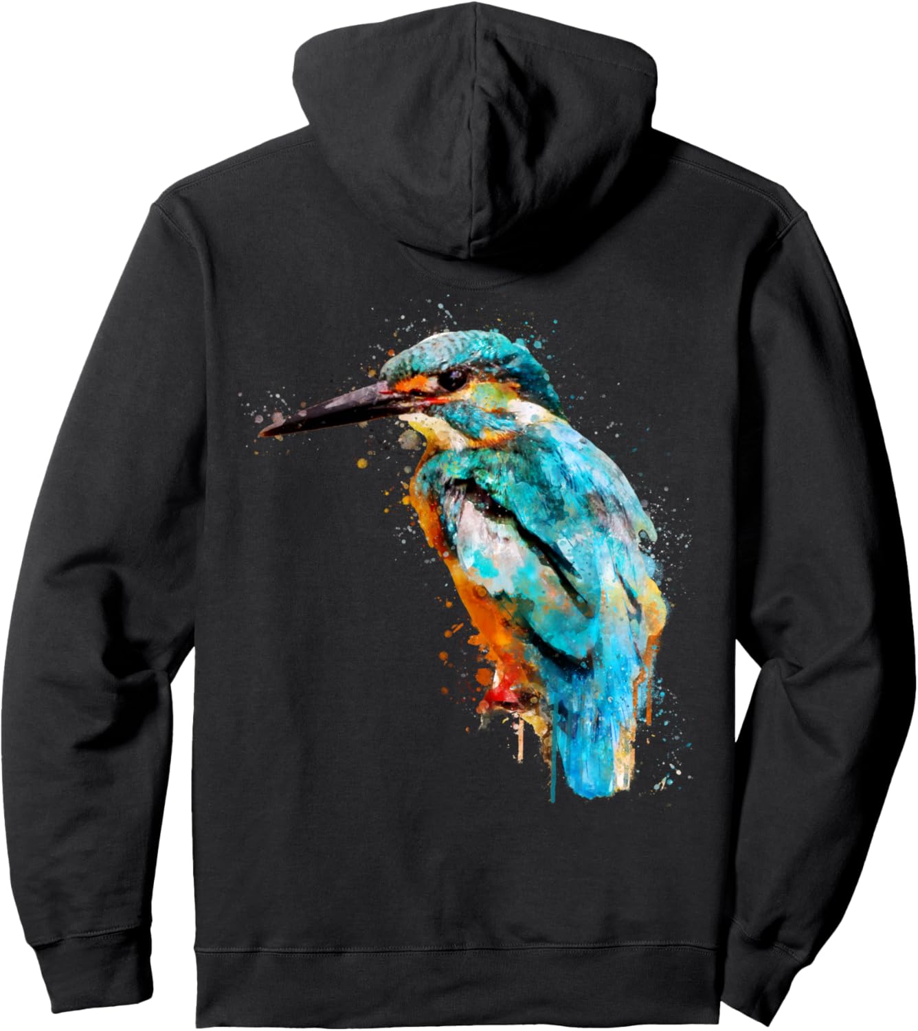 

Худи с изображением птицы Кавасаки и дикого животного, выполненным акварелью Dramabite, черный