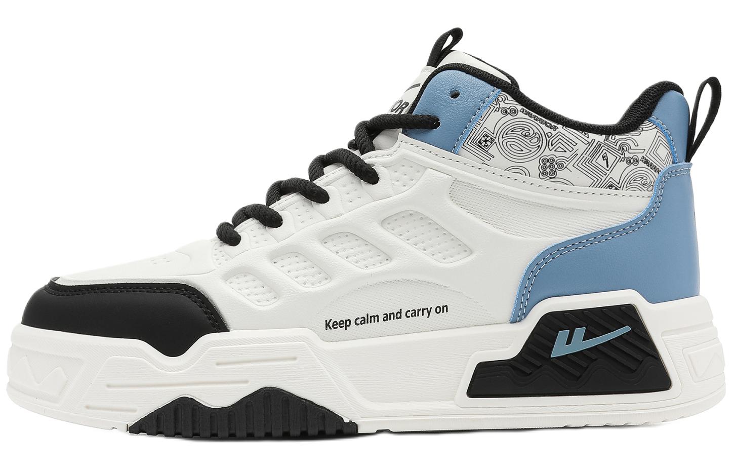 

Дышащие высокие кроссовки для скейтбординга Height Increasing High top мужские WARRIOR, белый темно-синий
