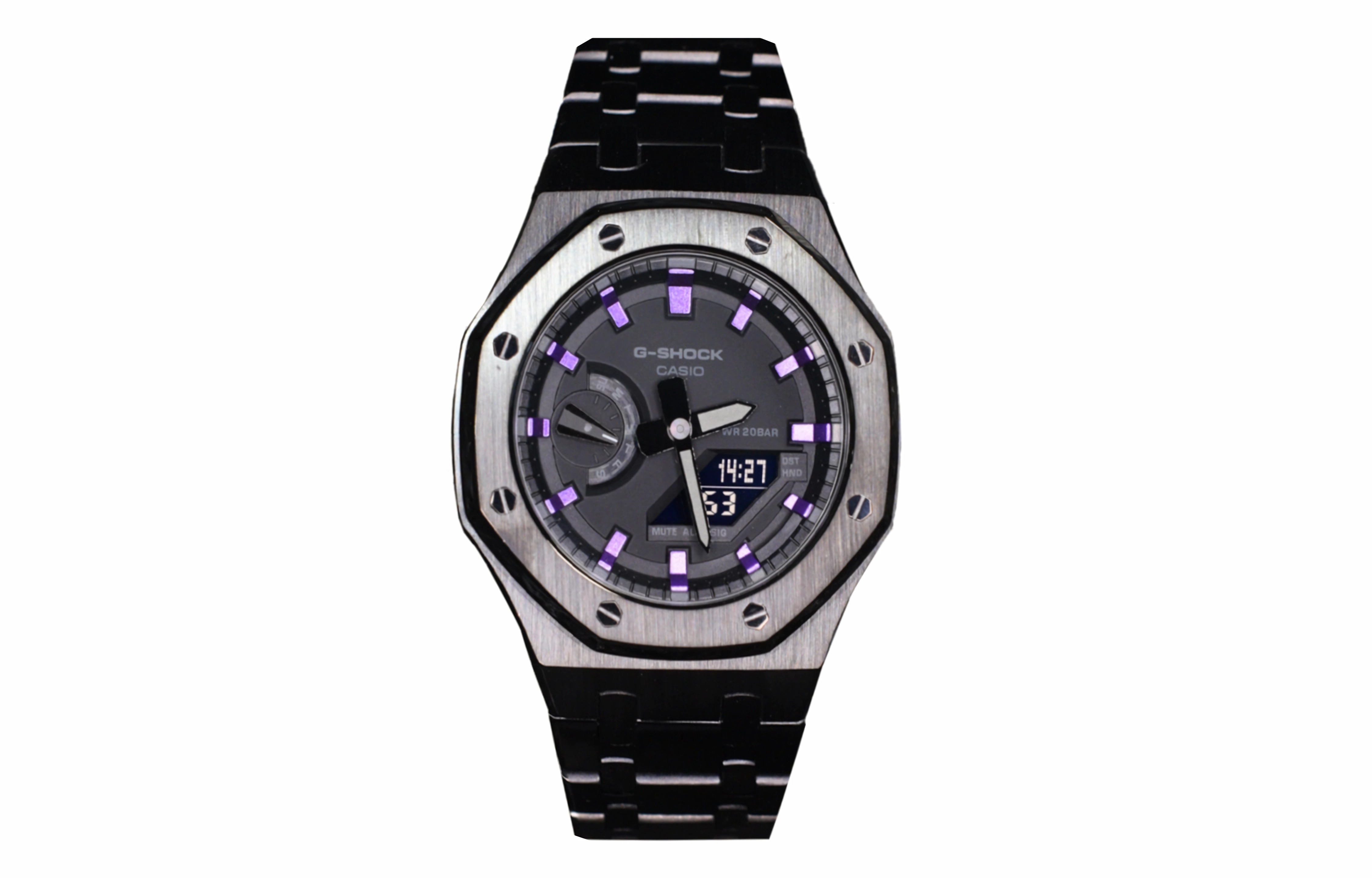 

CASIO Мужские часы с двойным дисплеем, жидкокристаллическим/аналоговым циферблатом, 44 мм, черные