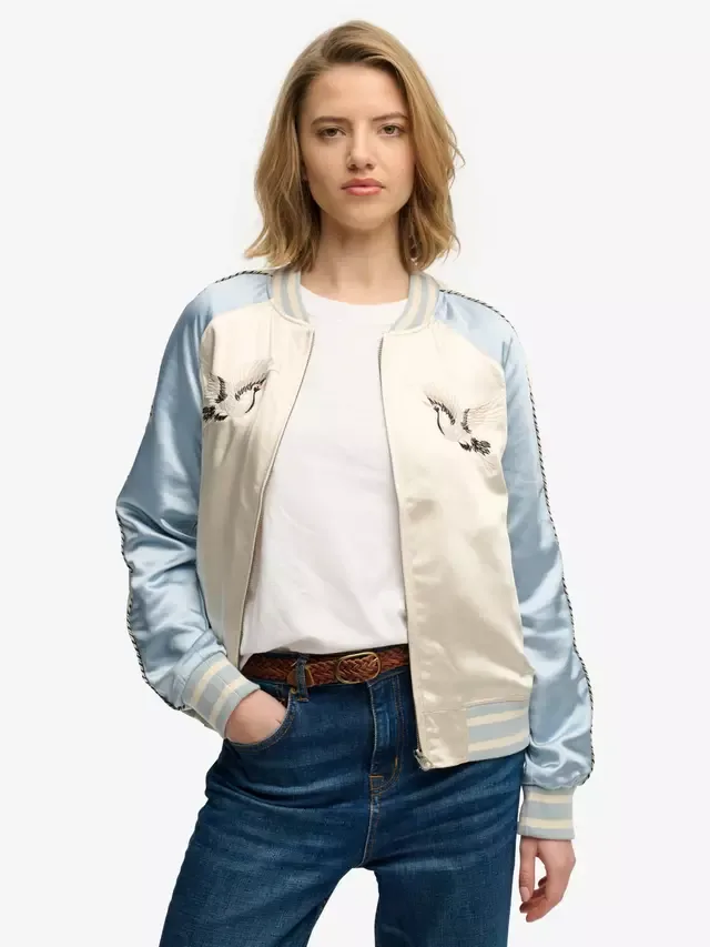 Вышитая куртка-бомбер Suikajan, цвет Голубой туман Superdry