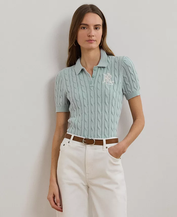 

Женская поло с ажурной вязкой Lauren Ralph Lauren, синий