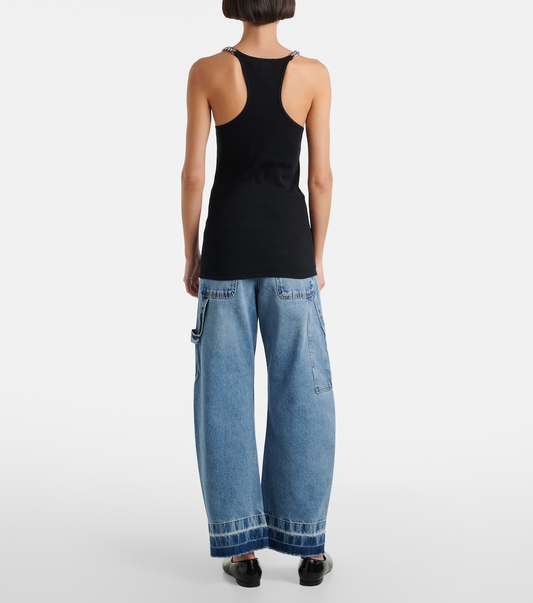 Майка из смесовой хлопковой ткани Stella McCartney, черный — фото 3