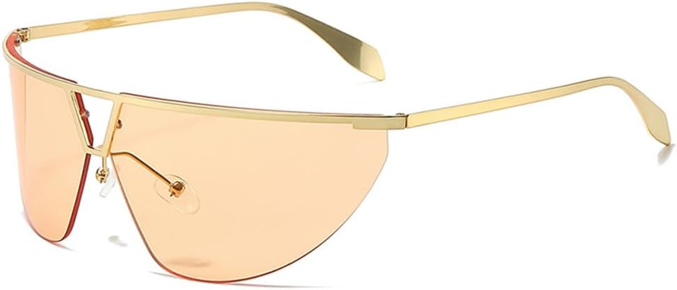 

Ретро большие женские солнцезащитные очки без оправы с градиентным зеркальным покрытием, защита от УФ-излучения UV400, мужские солнцезащитные очки HDUBFY, Golden Champagne