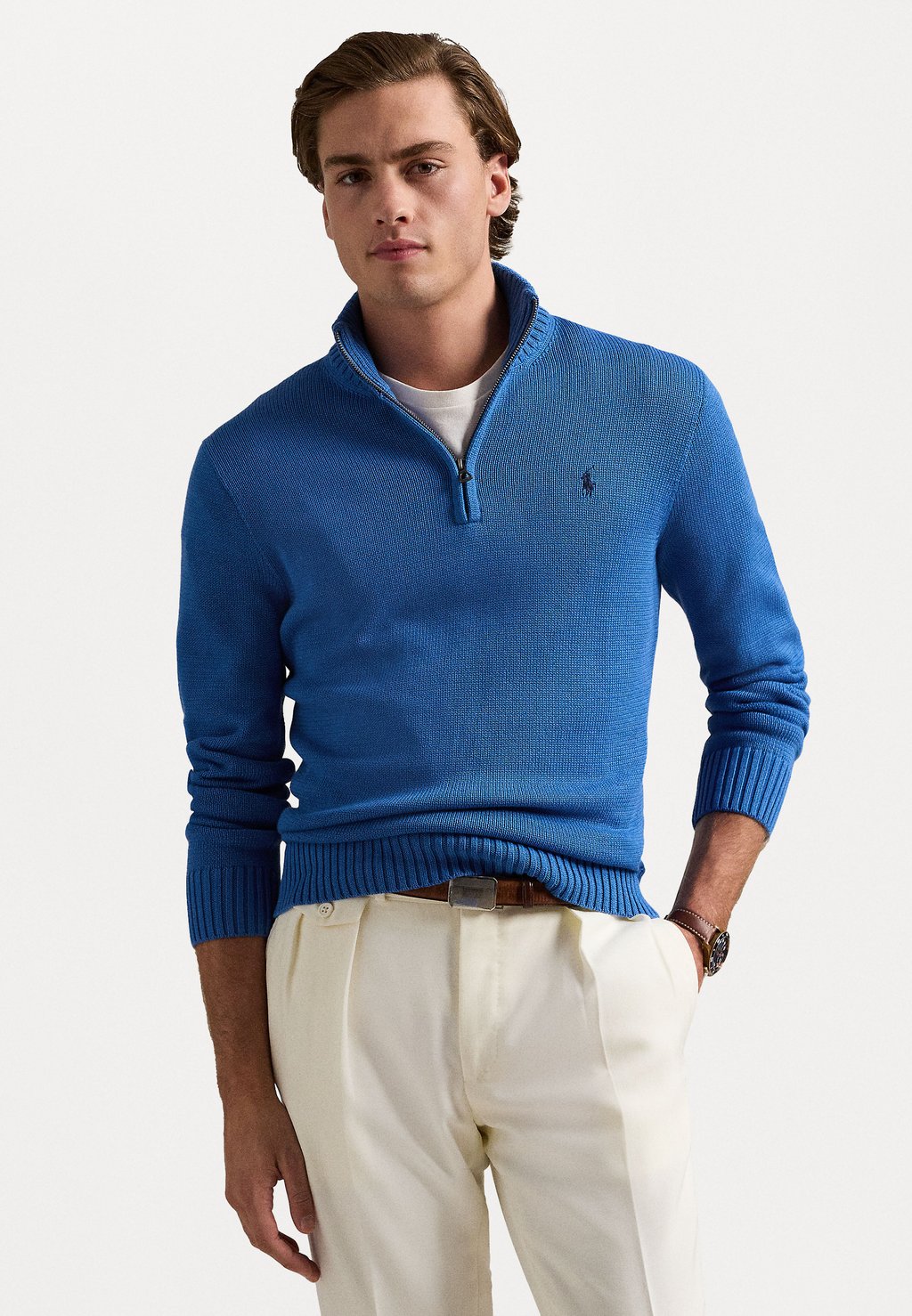

Свитер COTTON QUARTER ZIP SWEATER Polo Ralph Lauren, синий