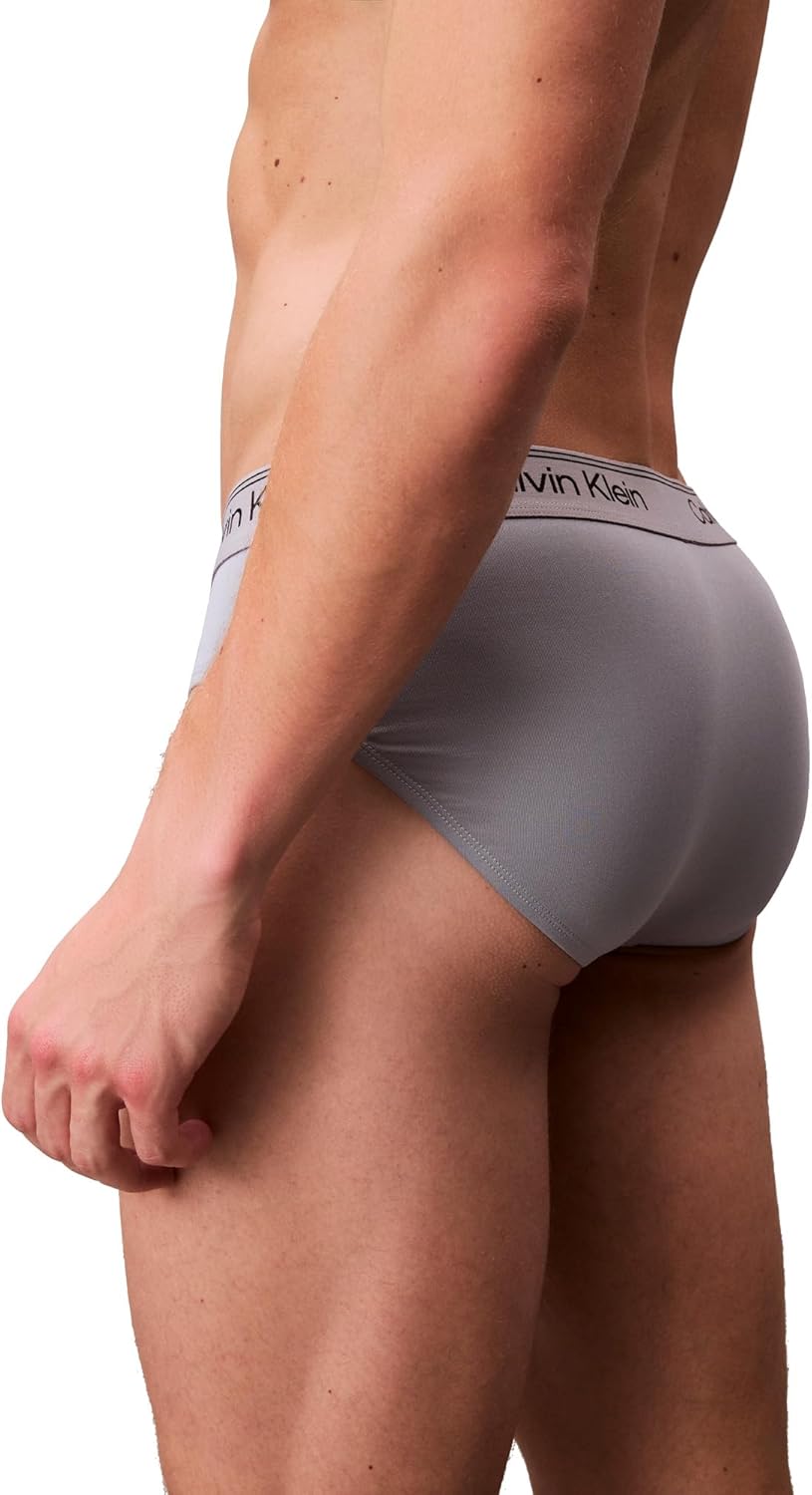 Комплект из 3 мужских трусов-брифов Calvin Klein Micro Stretch, Black, Sleet, Adrenaline Rush — фото 4