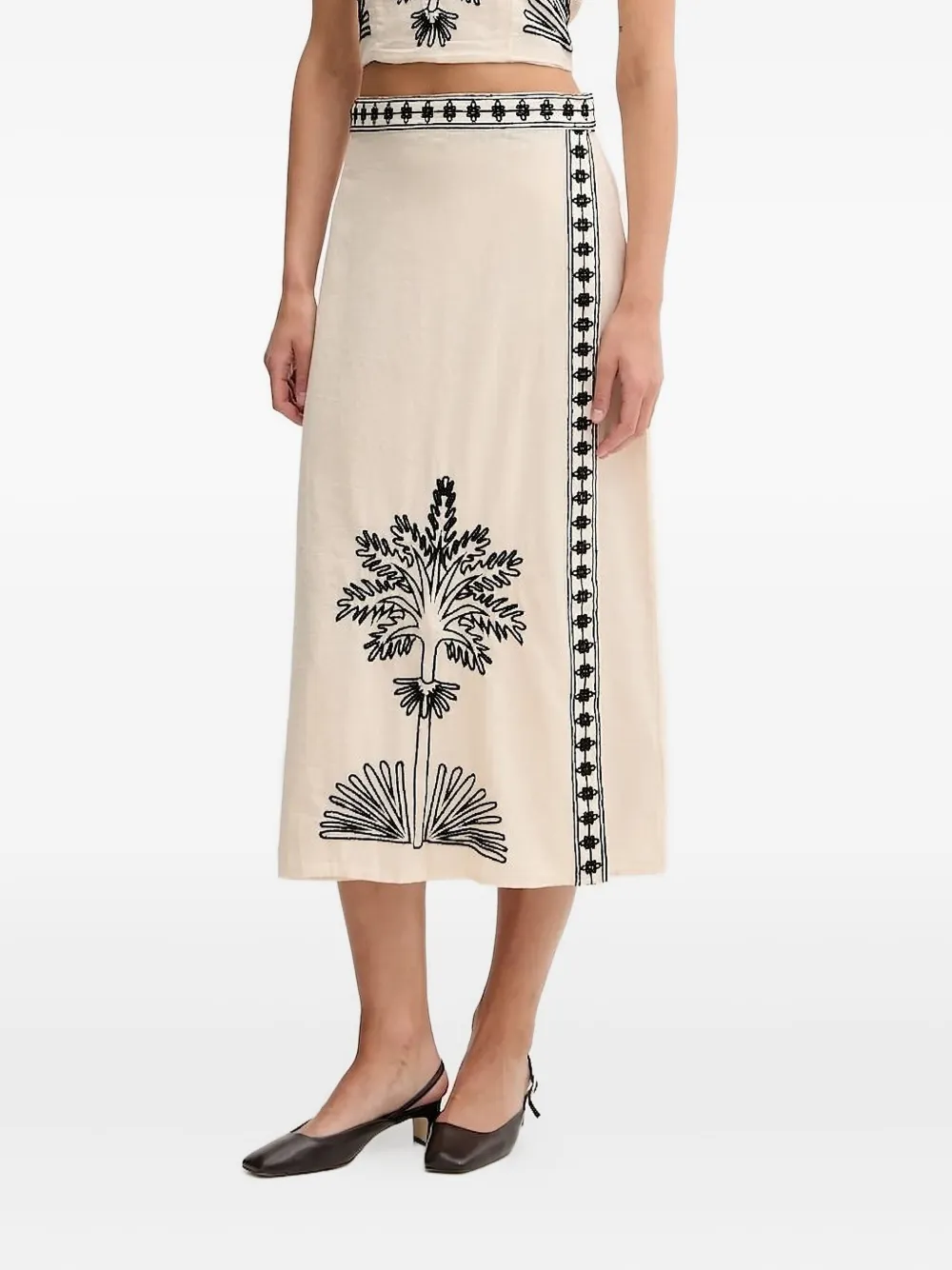 

Юбка миди с вышивкой Hoss Intropia, нейтральный