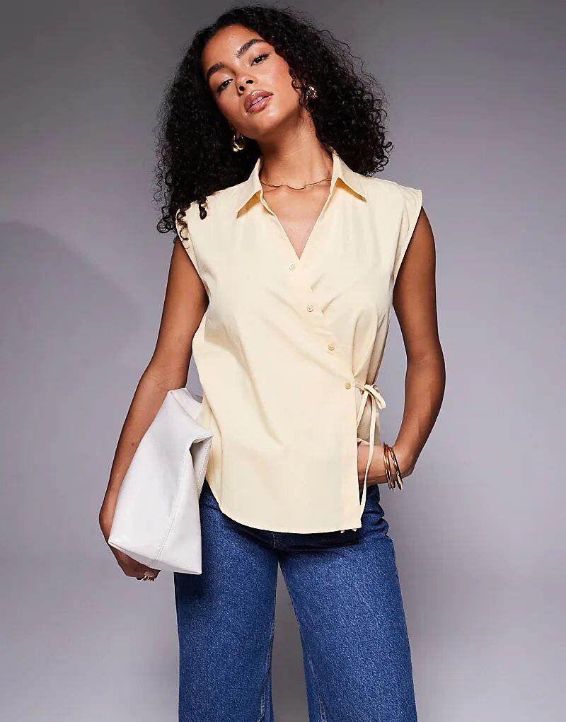 

Рубашка без рукавов с диагональной планкой ASOS DESIGN цвета пахты