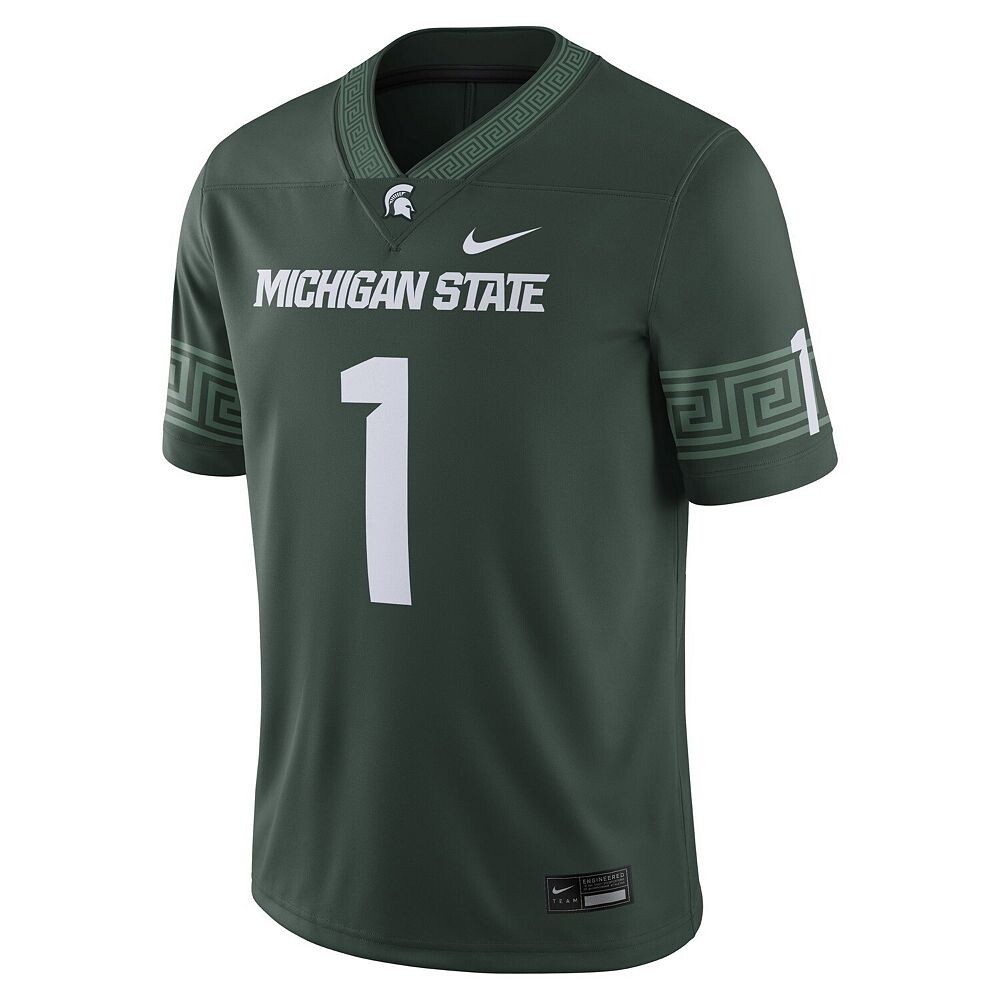 Мужское джерси Nike #1 Green Michigan State Spartans Football Game, цвет Msu Green — фото 3