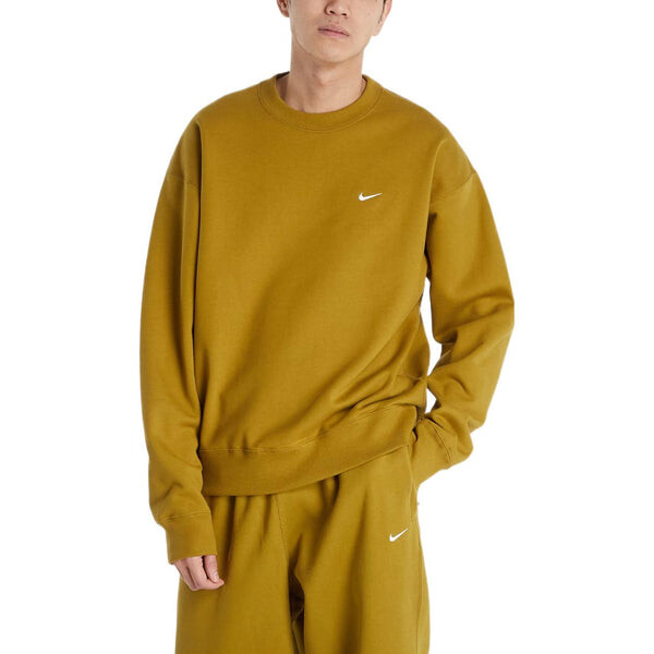 Толстовка Nike Solo Swoosh Fleece Solid Color Logo Embroidered Long Sleeves Mustard Yellow, мультиколор — фото 3