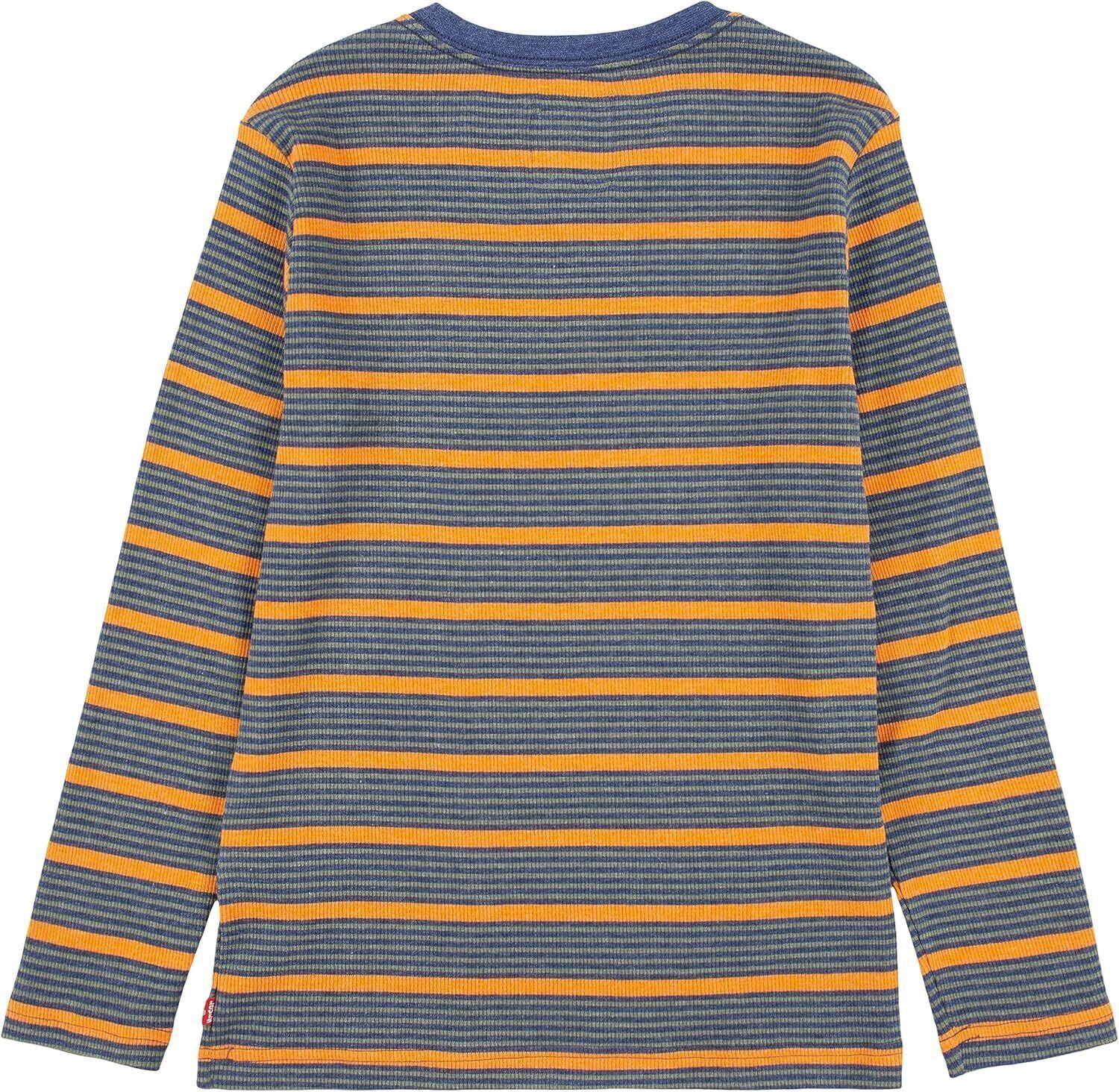 Рубашка с длинным рукавом и вафельным узором для мальчиков Levi's Boys, Olivine/Orange Striped — фото 2
