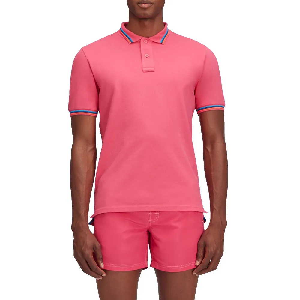 

Поло с коротким рукавом Sundek Brice cotton piquГ with tricolour details, розовый