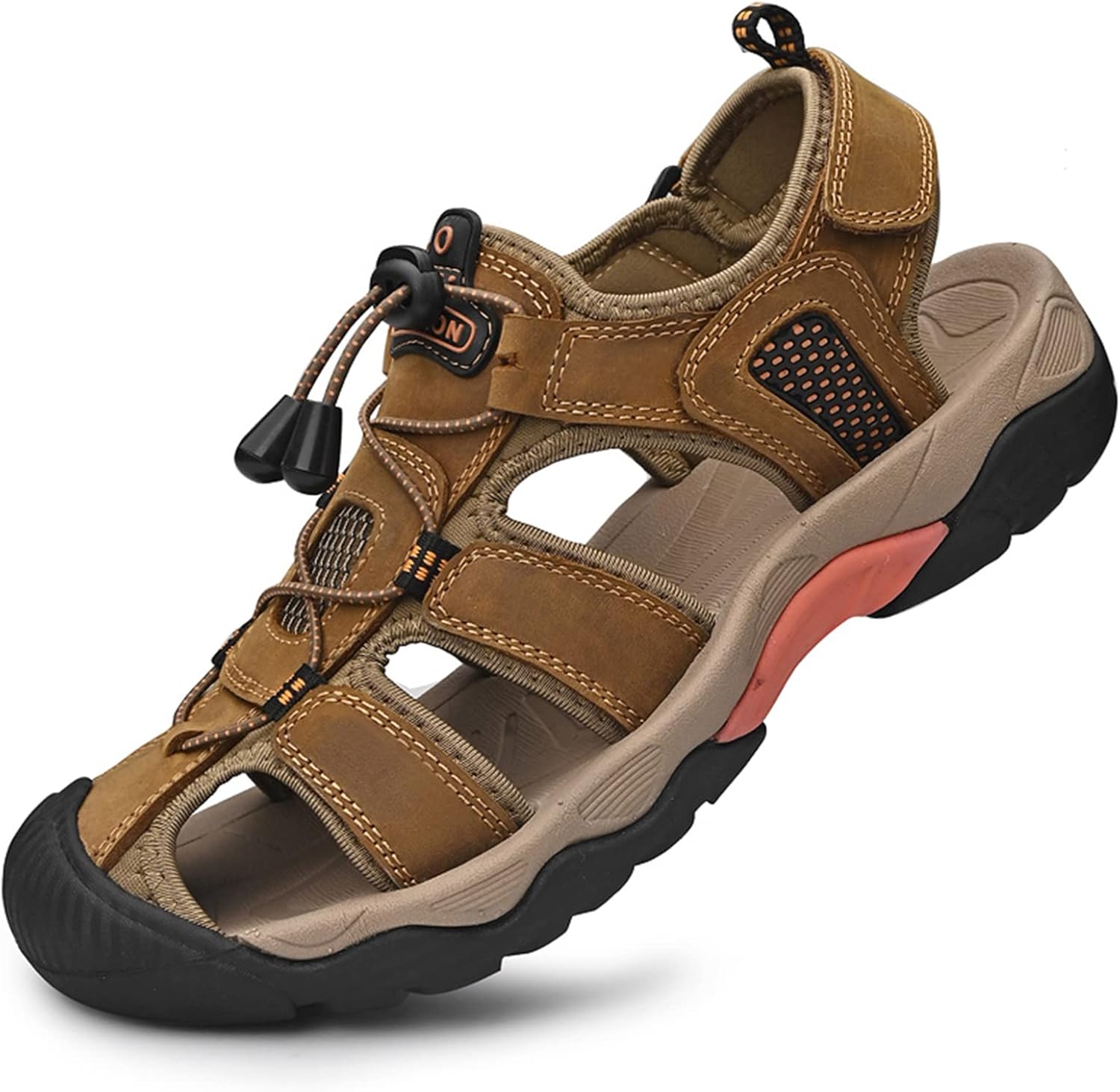 

Мужские спортивные сандалии REXSVAN для активного отдыха, походов, закрытые сандалии из кожи, пляжные повседневные сандалии, водная обувь, коричневый