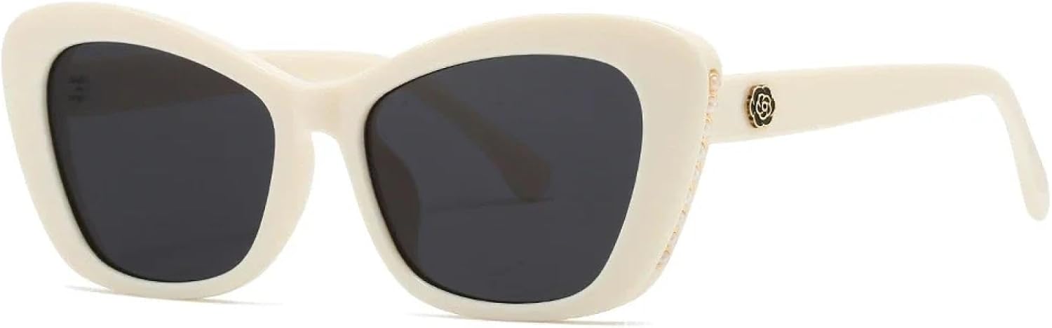 

Солнцезащитные очки «кошачий глаз» в крупной оправе, роскошные винтажные солнцезащитные очки, популярные очки с заклепками и защитой от УФ-излучения UV400 TYUVIVO, Beige Black