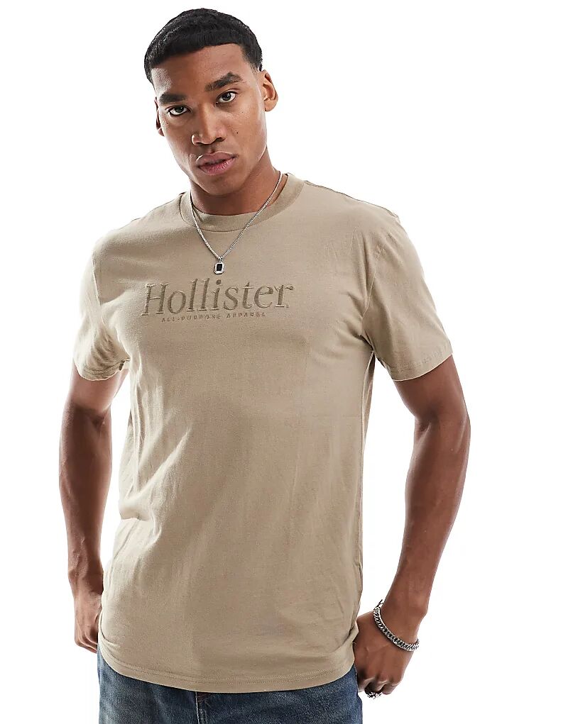 

Футболка свободного кроя с логотипом цвета хаки Hollister