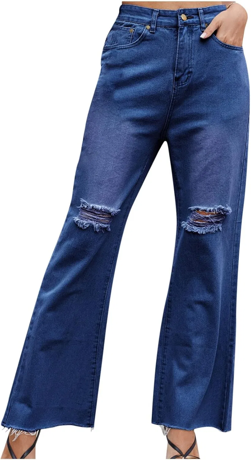 Джинсы с потертостями Wide Leg Y2K Dark Blue