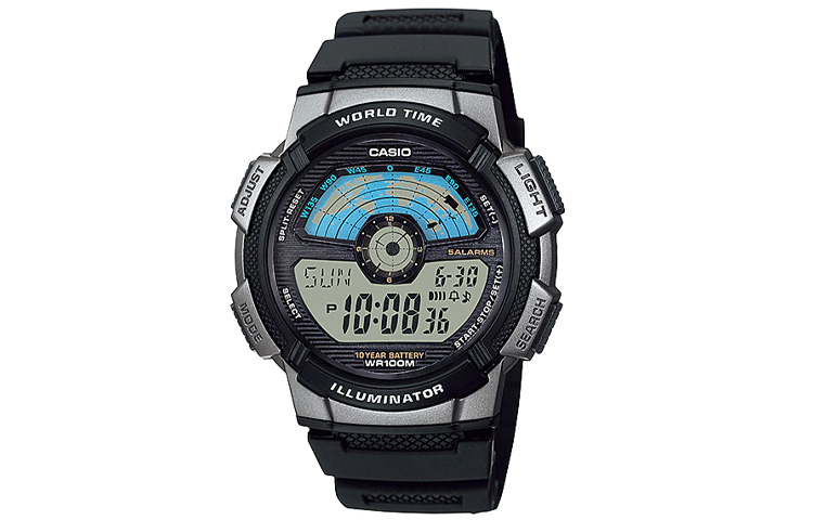 

Мужские молодежные черные часы AE-1100W-1AV CASIO
