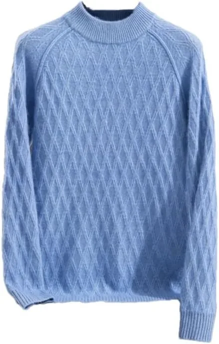 

Мужской вязаный пуловер с воротником-стойкой, свободный, с длинными рукавами и цветочным узором