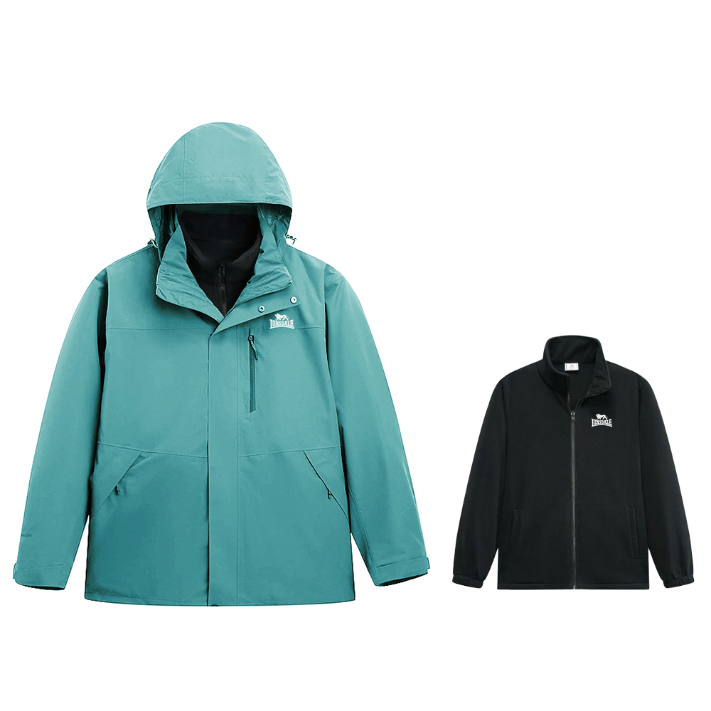 

LONSDALE Ветровка утепленная непромокаемая непродуваемая унисекс для походов, Peacock Green (3-in-1)