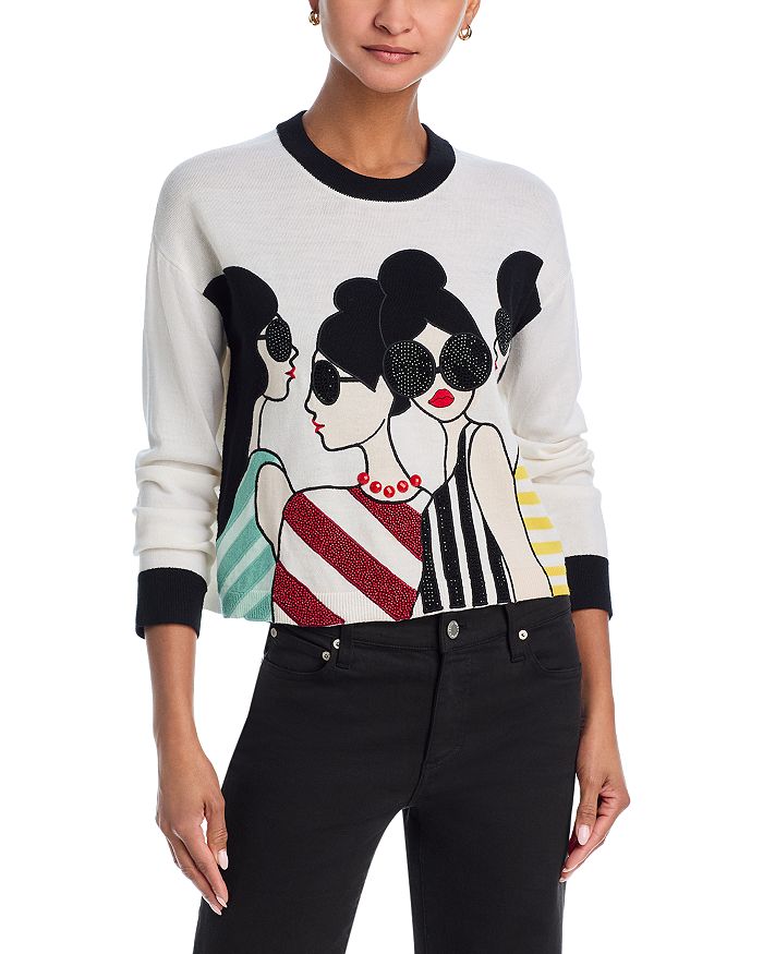 

Свитер с бисером Gleeson Stace Face Alice and Olivia, мультиколор
