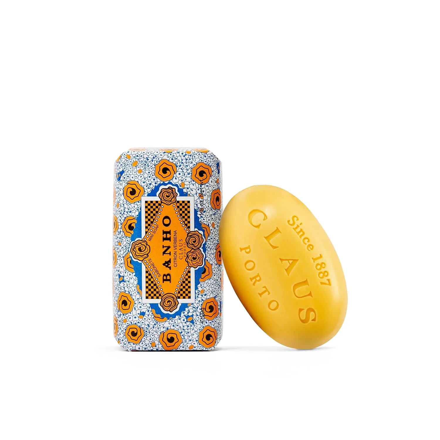 Claus Porto - Banho Citron Verbena Mini Soap | Шелковистое, очищающее, увлажняющее | Ручная работа, ароматное, бодрящее, заряжающее энергией (50 г | 1,7 унции) 48.20 г (1 шт.), Orange