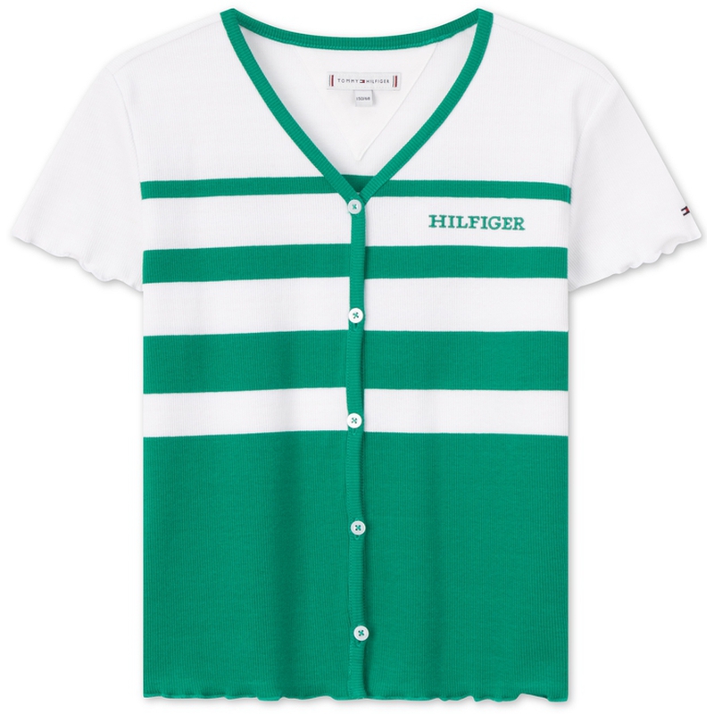 Tommy Hilfiger Футболка в зеленую и белую полоску для детей 3-7 лет — фото 3