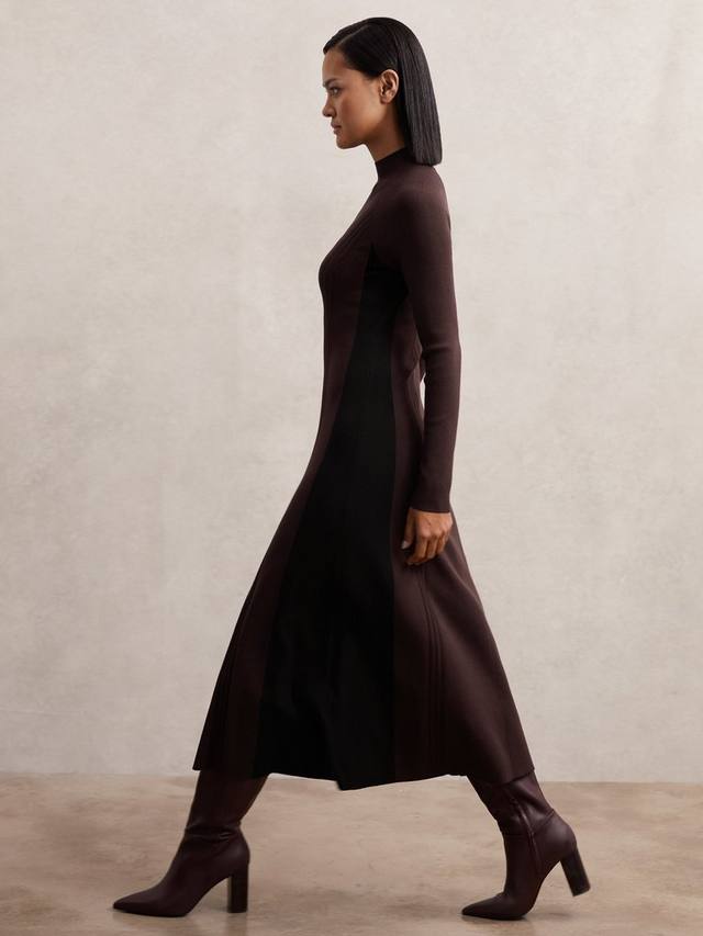 

Платье миди Zaya с поясом вязаное Reiss, Plum Purple/Black