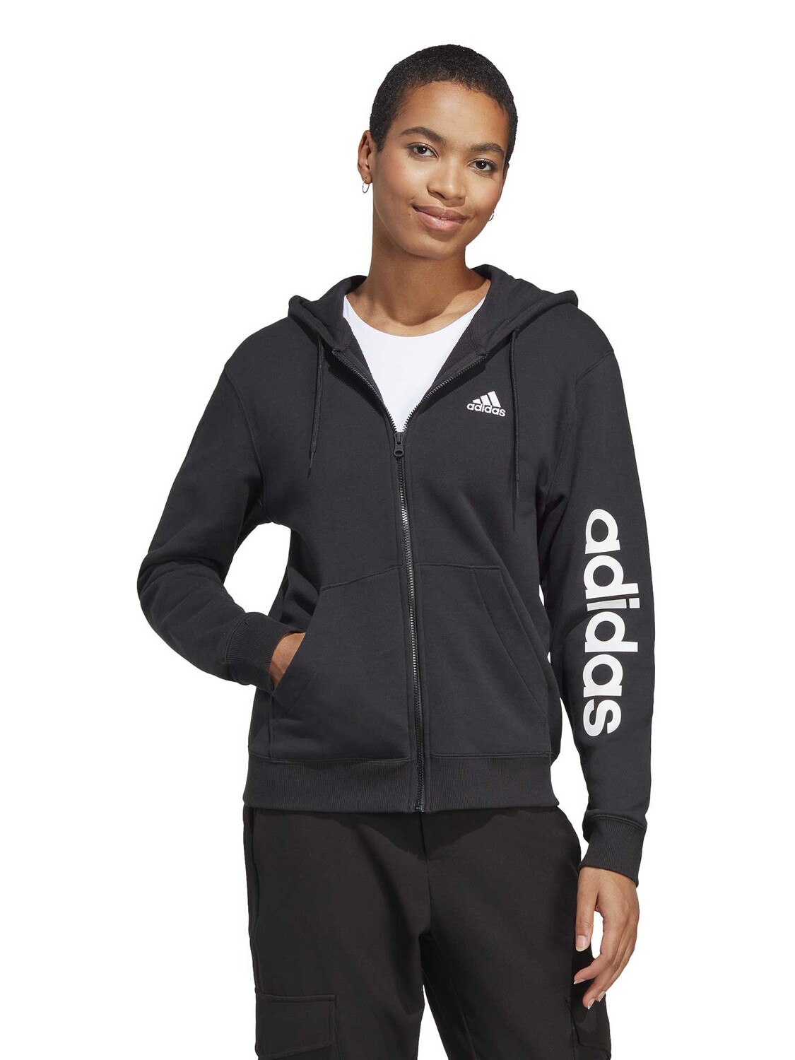 

Толстовка Adidas Sportswear Essentials Linear Full-Zip French Terry, черный