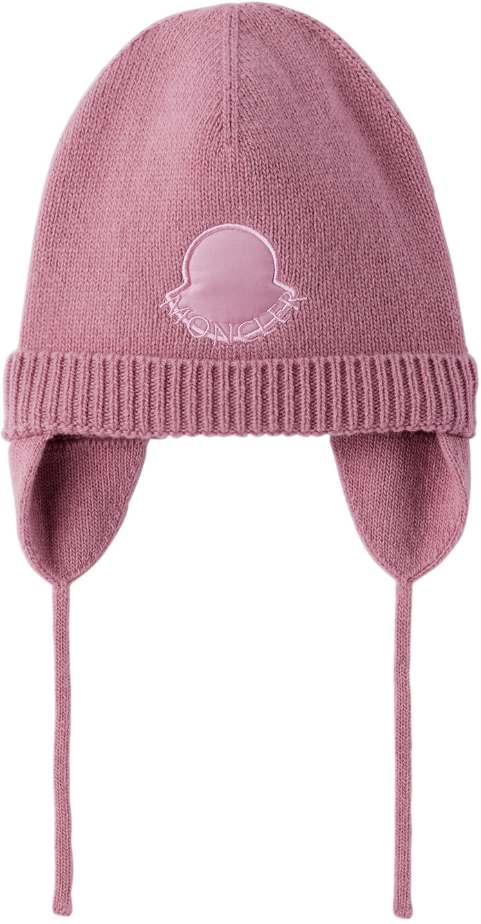 

Розовая шапка-бини с вышивкой Baby Pink Moncler Enfant