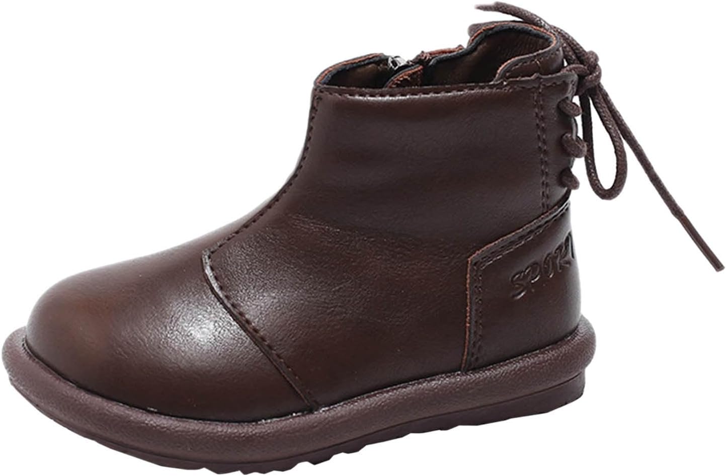 

Детские ботинки для девочек и мальчиков с молнией сбоку, противоскользящие, на резиновой подошве, повседневная обувь для малышей Generic, Brown