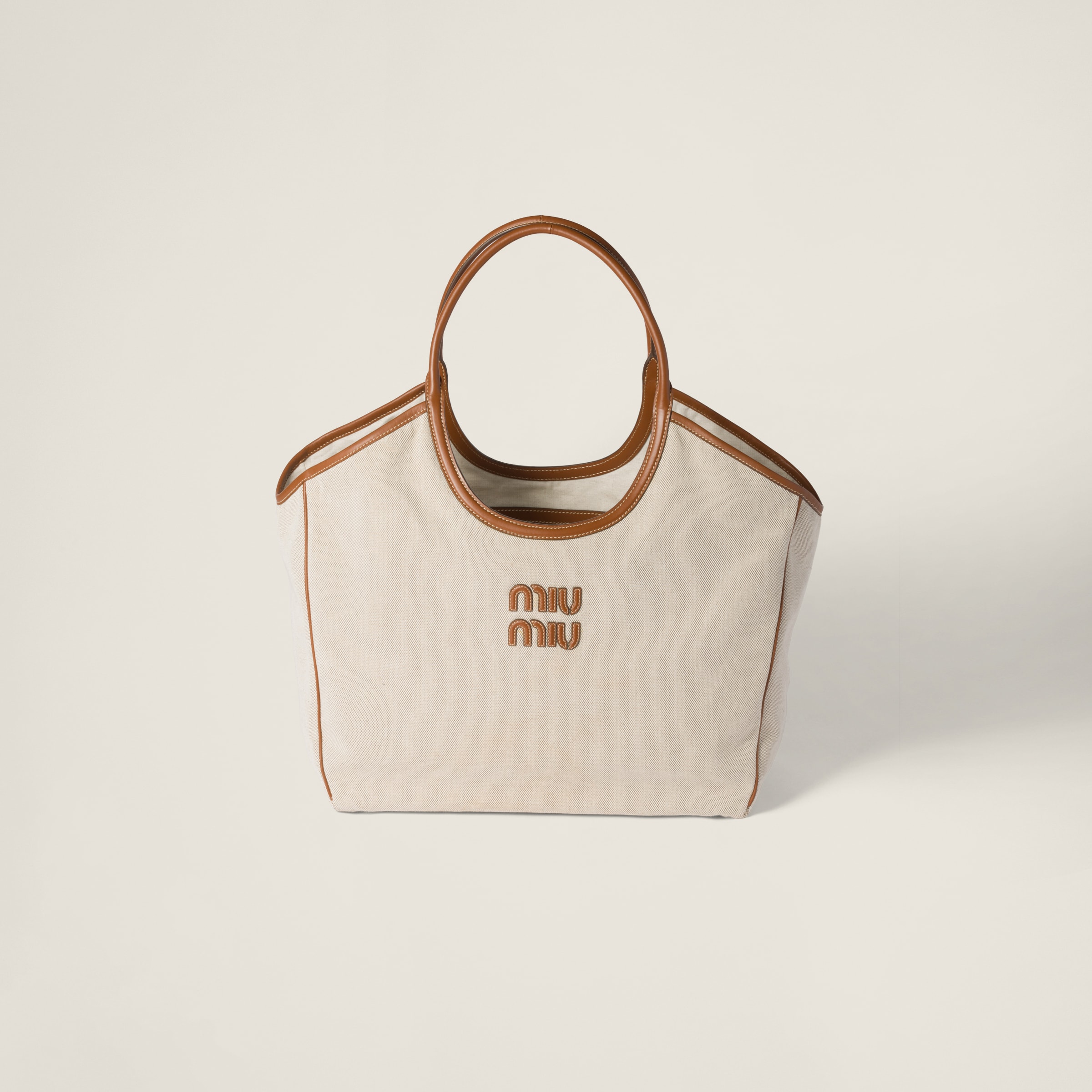 

Сумка-тоут IVY из канвы и кожи MIU MIU, бежевый