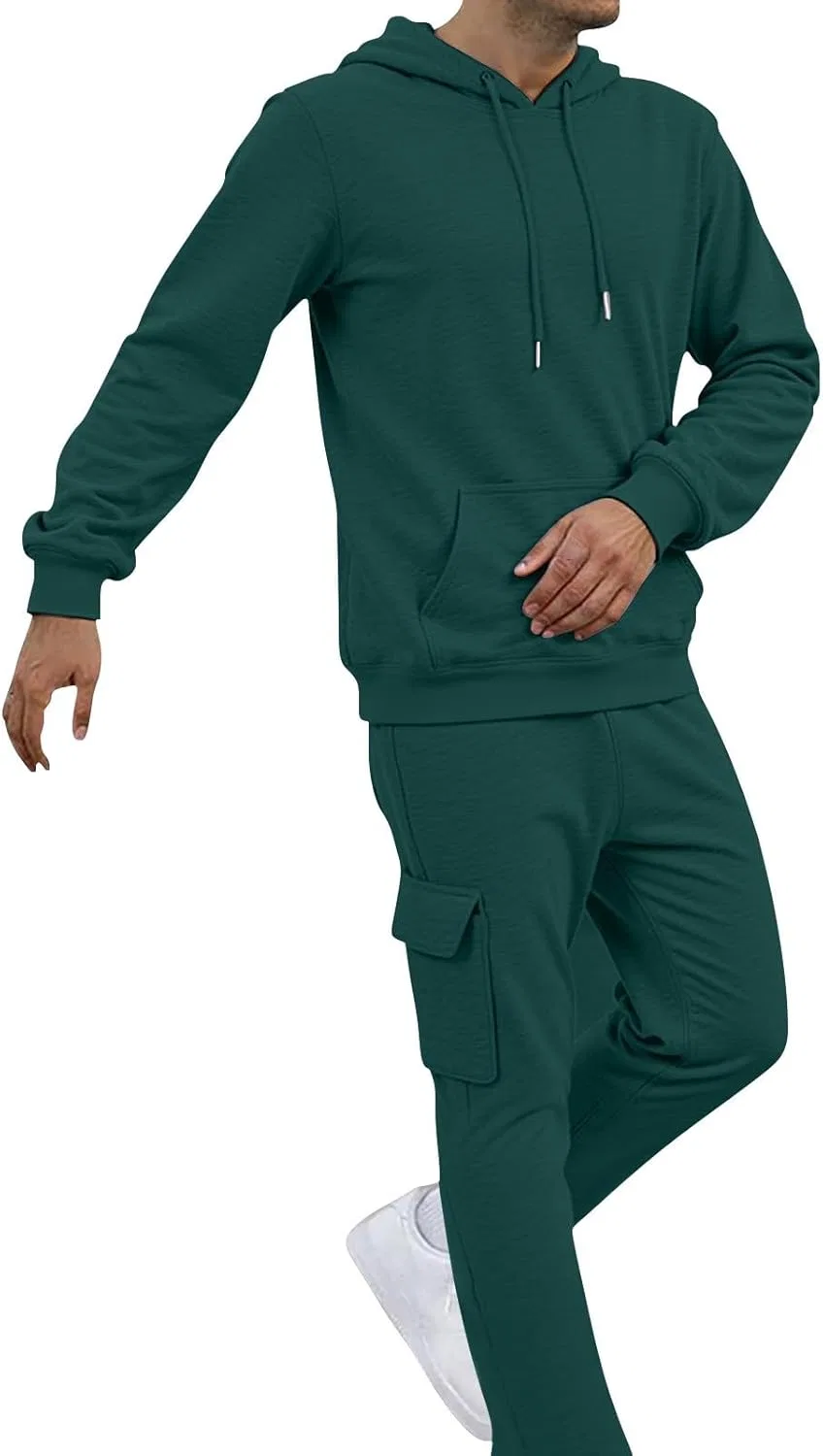 Мужской спортивный костюм из 2 предметов, флисовый, Green
