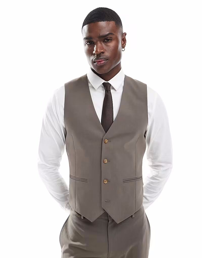 

Узкий жилет из норки коричневого цвета Asos Design