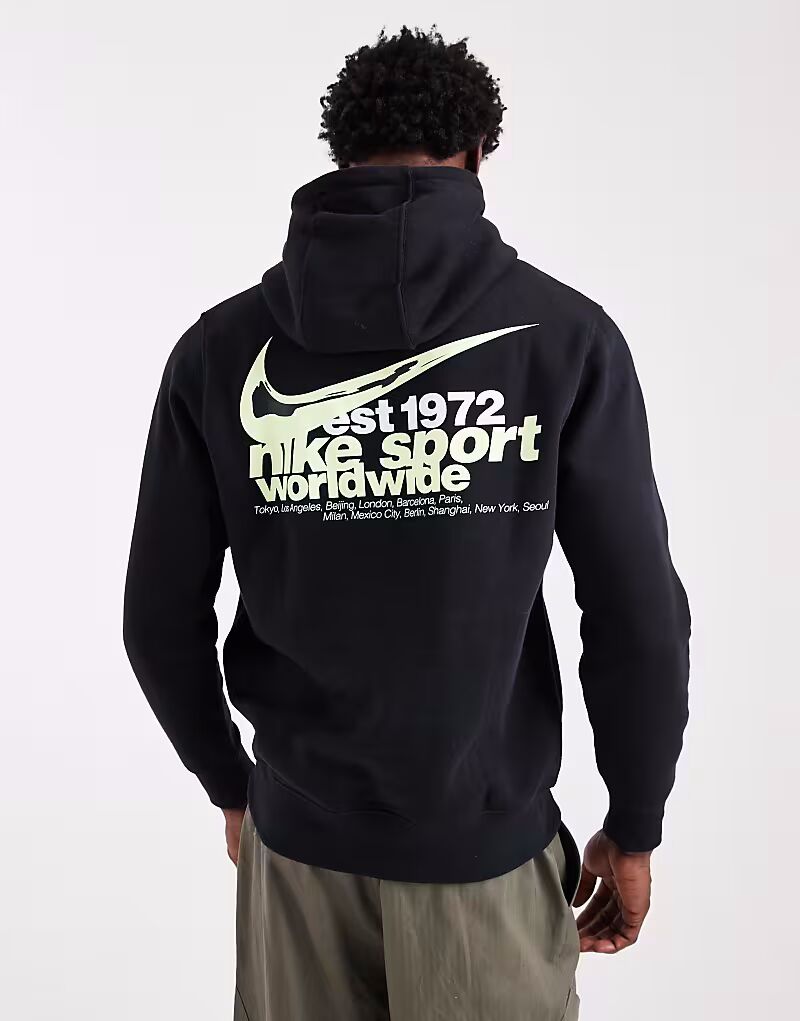

Толстовка Club sport с графическим принтом на спине черного цвета Nike, Черный, Толстовка Club sport с графическим принтом на спине черного цвета Nike