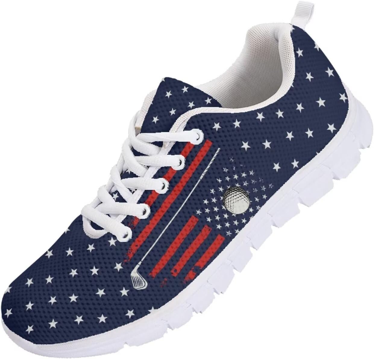 

Женские и мужские кроссовки для бега, модные кеды, легкие спортивные кроссовки для фитнеса и тренировок, для тенниса, бега и походов Getelinseng, American Flag Golf Ball