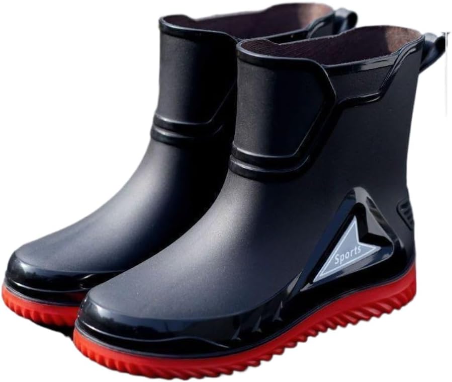 

Водонепроницаемые мужские ботинки Spedify для улицы - зимние резиновые сапоги, стойкие к грязи и дождю, средней высоты, утепленные с регулируемой застежкой для сада, рыбалки и охоты, черный/красный