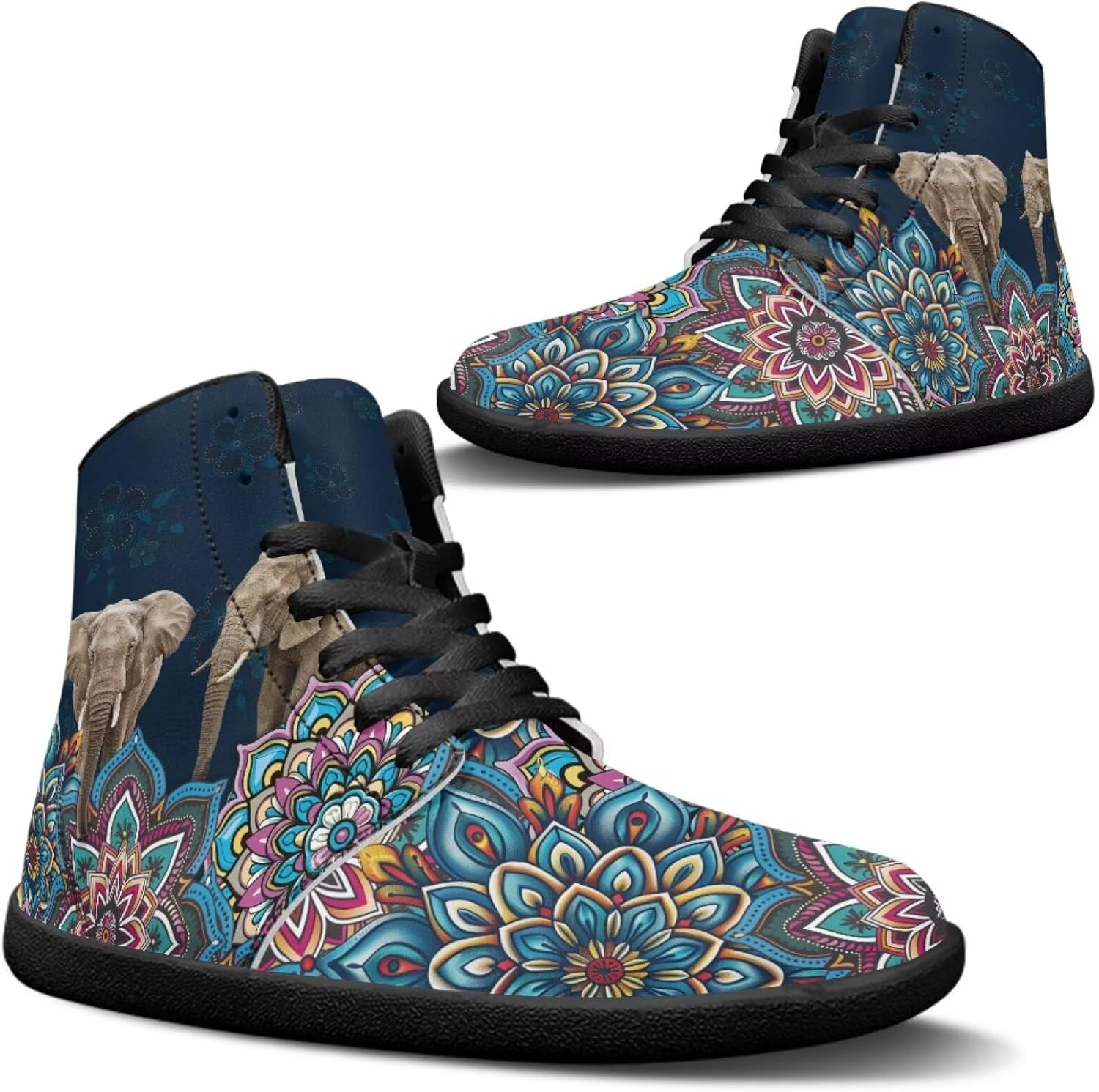 

Кроссовки Jeiento для мужчин и женщин с высоким верхом, босоножки, хиппи, с цветочным узором, на шнуровке, модная обувь, Elephant Boho Mandala