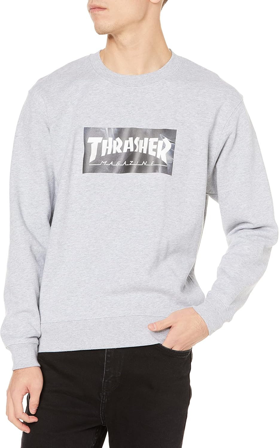 

Мужская толстовка с круглым вырезом Thrasher TH94317PL / CRUMPLE CREW (с логотипом бренда) в классическом стиле, черный/серый
