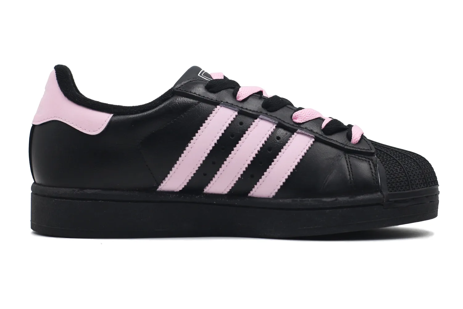 Adidas Originals Superstar 2 Leather Abrasion Resistant низкие детские скейтбординг кроссовки Black Pink — фото 4