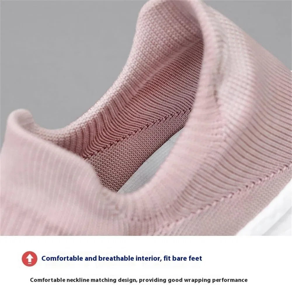 Женские вязаные кроссовки, повседневная обувь для мужчин и женщин, легкие туфли без шнурков LHEZXS, Gray — фото 4