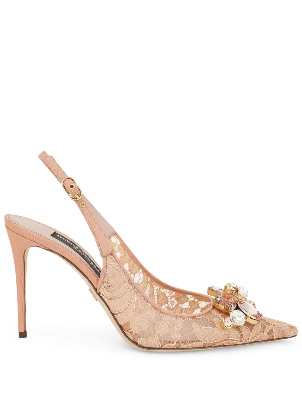 Туфли Rainbow Lace 90 с ремешком на пятке DOLCE & GABBANA, нейтральный