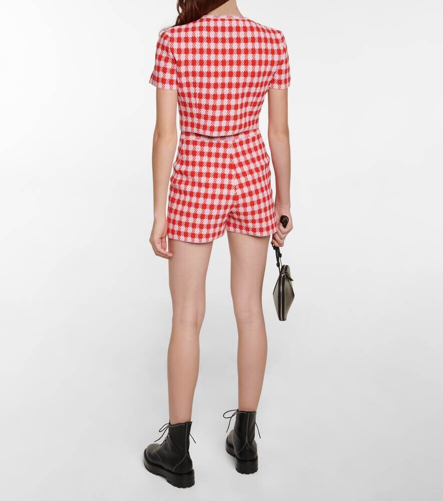 Укороченный топ в ломаную клетку ALAÏA, розовый — фото 3